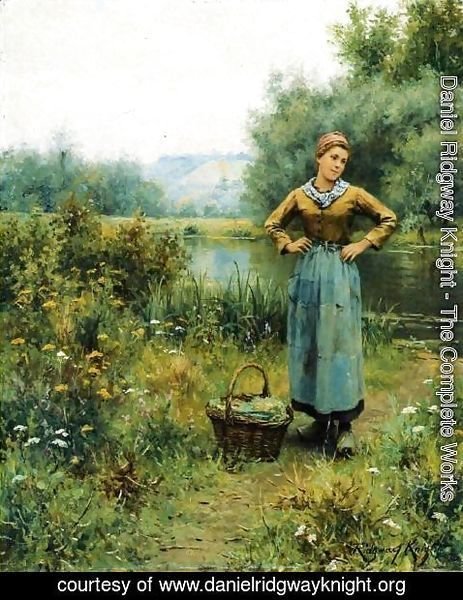 Daniel Ridgway Knight - Girl In A Landscape