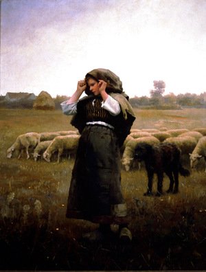 Daniel Ridgway Knight - Shepherdess And Her Flock