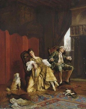 Daniel Ridgway Knight - Elegant Figures in an Interior