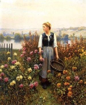 Daniel Ridgway Knight - Girl With A Basket In A Garden
