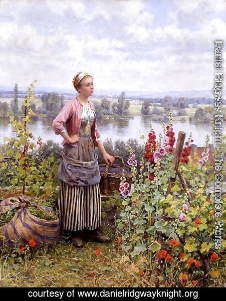 Daniel Ridgway Knight - Maria On The Terrace With A Bundle Of Grass
