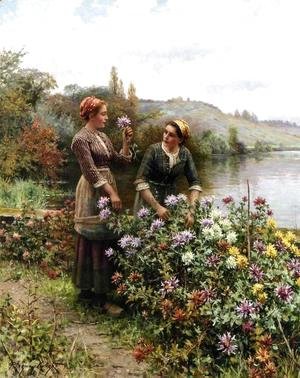 Peasant Girls In Flower Garden